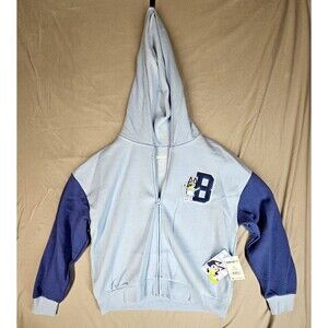 Bluey size extra large 14 to 16 zip up Hoodie light blue dark blue sleeves